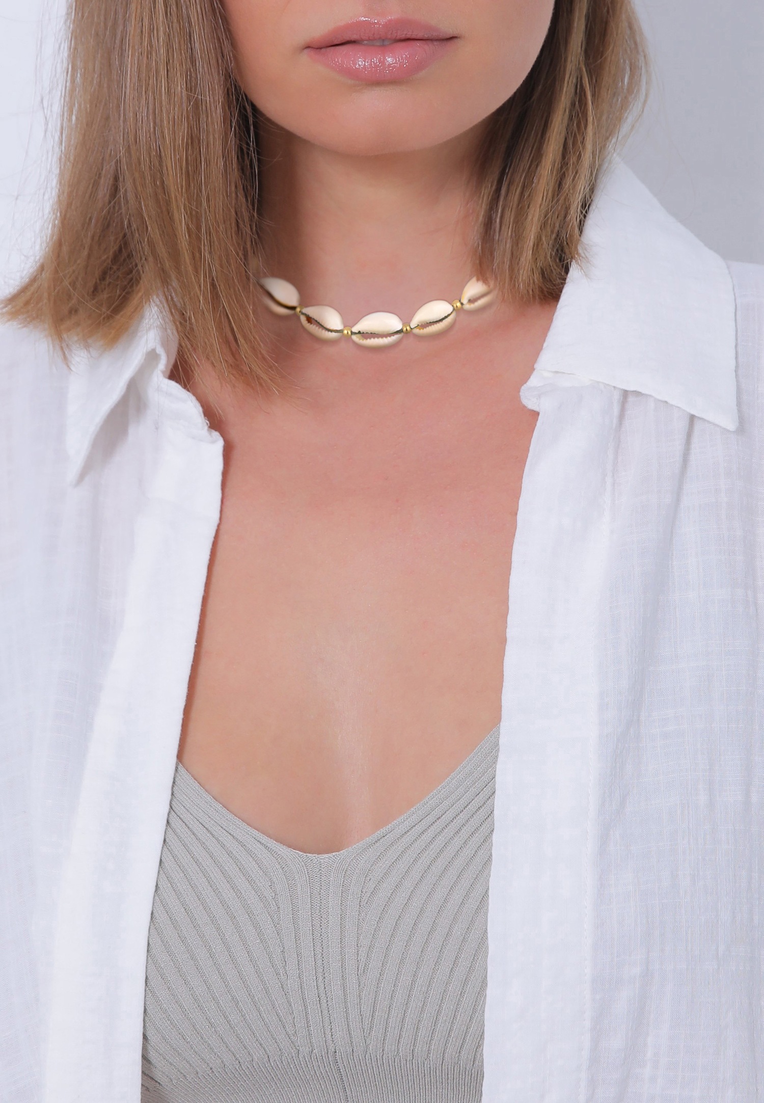 Elli Femmes Plage Été avec de Vrais Coquillages Cauris en Argent Sterling 925 Plaqué Or