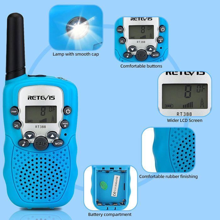 Retevis RT388 Longue Portée Talkie Walkie Enfant, 8CH Lampe de Poche VOX, 3-12 Ans Enfants Jouets,Cadeaux d'anniversaire, Activités