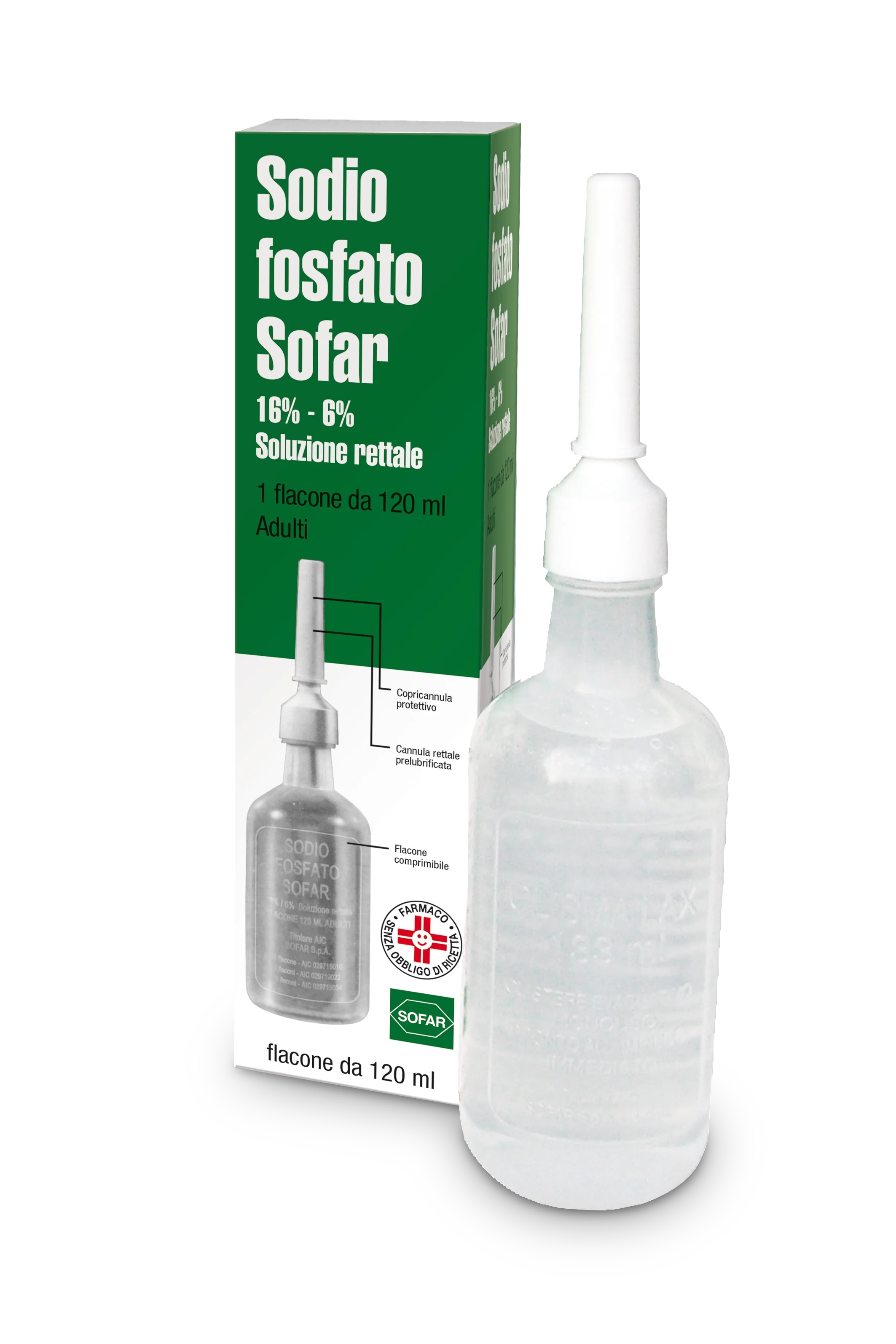 SOFAR Fosfato de sodio Sofar para adultos 16%-6% solución rectal 120 ml Estreñimiento
