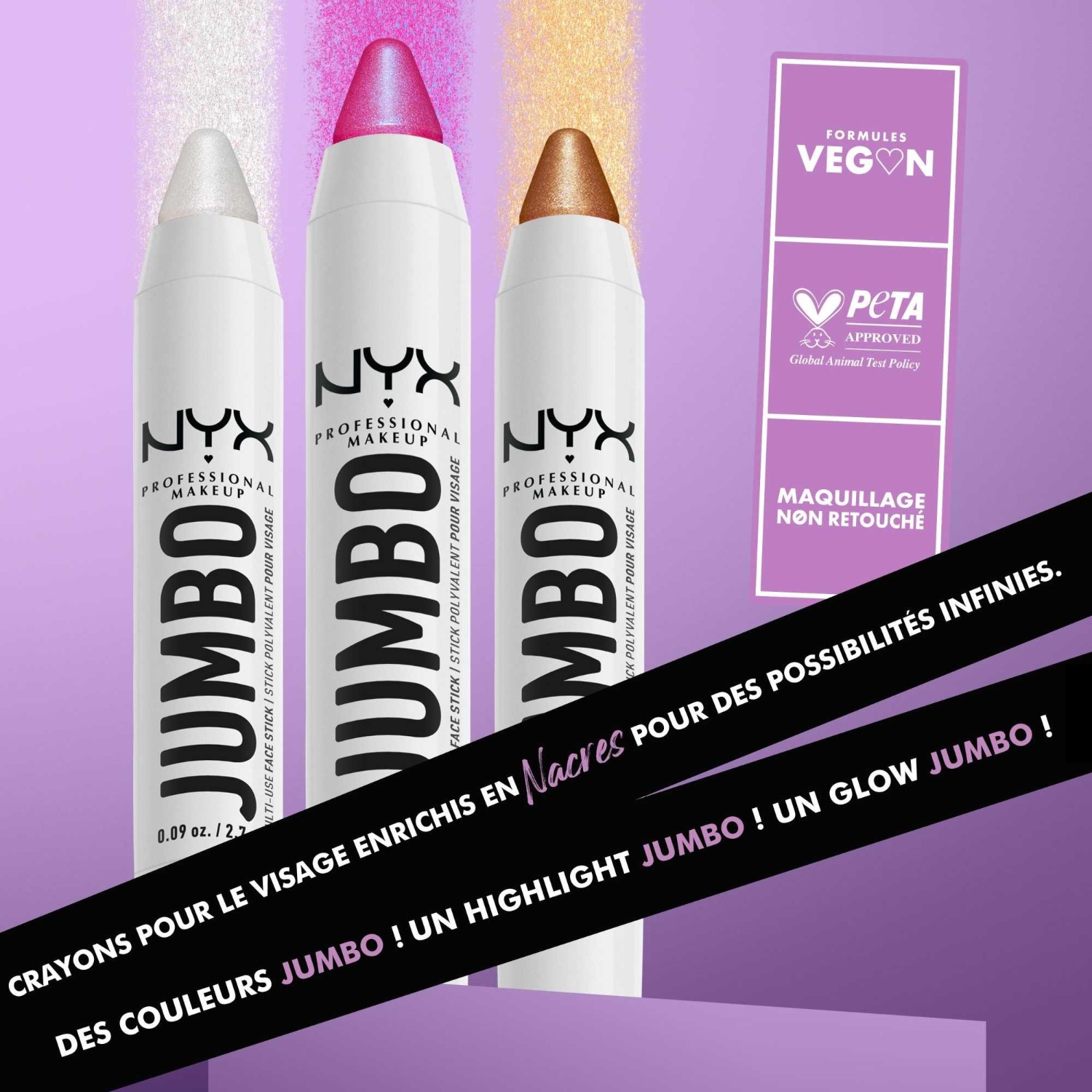 NYX Professional Makeup Crayon Highlighter Multi-Usage Rétractable Jumbo