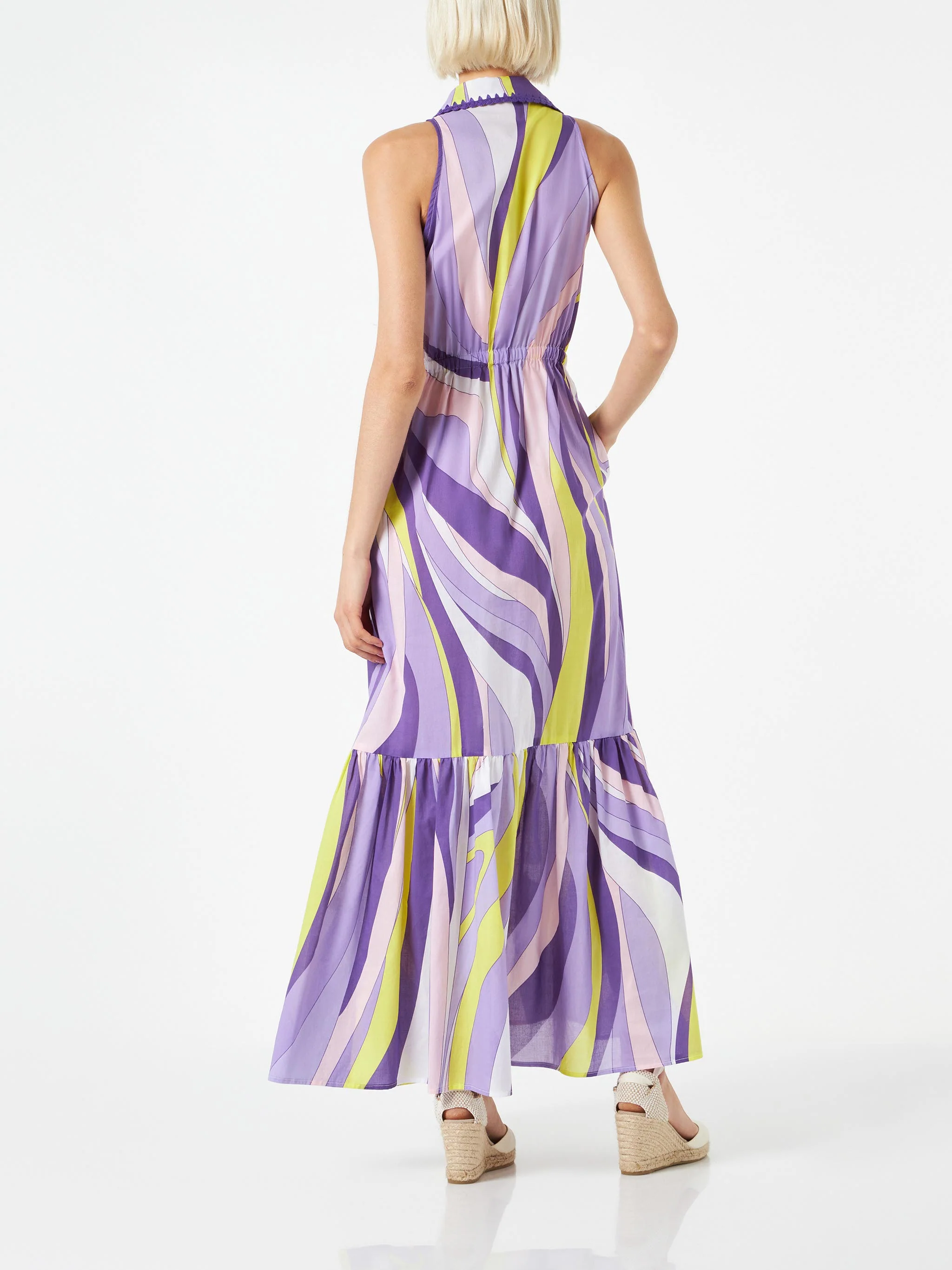 Robe dos nu pour femme à imprimé vagues