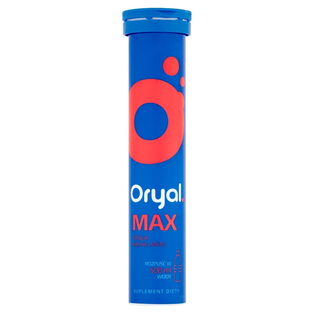 Oryal Max, Suplement diety zawierający elektrolity, Tabletki musujące, Smak malinowy