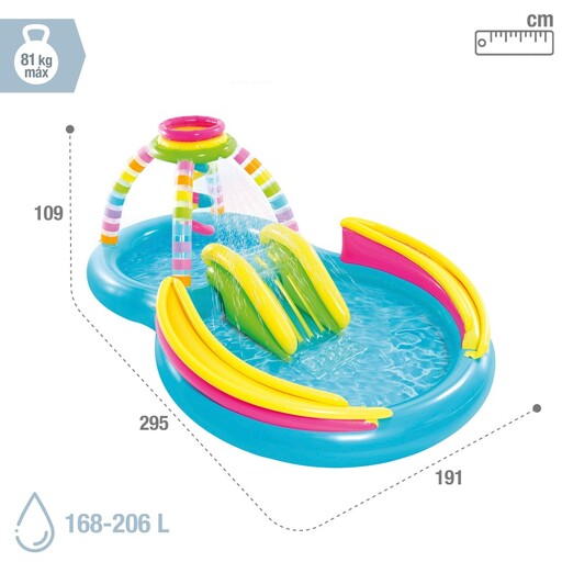  „Intex“ 2 viename pripučiamas baseinas, daugiaspalvis, su čiuožykla, difuzoriumi ir kamuoliukų žaidimu