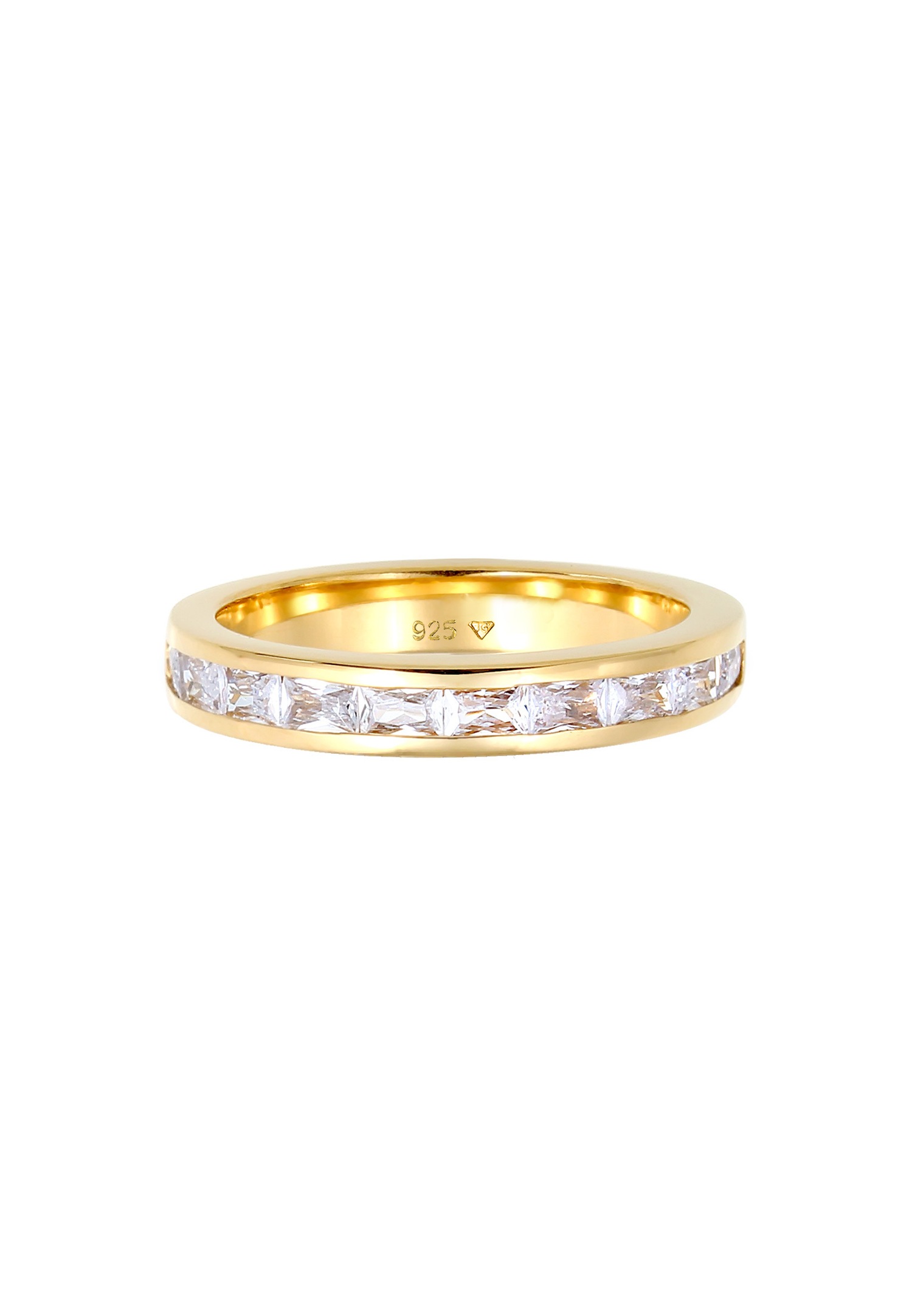Elli Baguette Coupée Élégante avec Cristaux de Zircone Bague Femme - (925/1000) Argent
