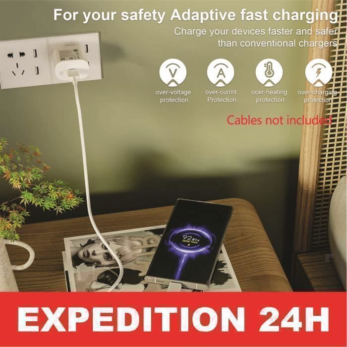 Cargador de pared rápido de 25 W - SAMSUNG - USB-C - Cable de 2 m - Compatible con S26/S25/S22/S21/S20/A53/A34 ZISONIX®