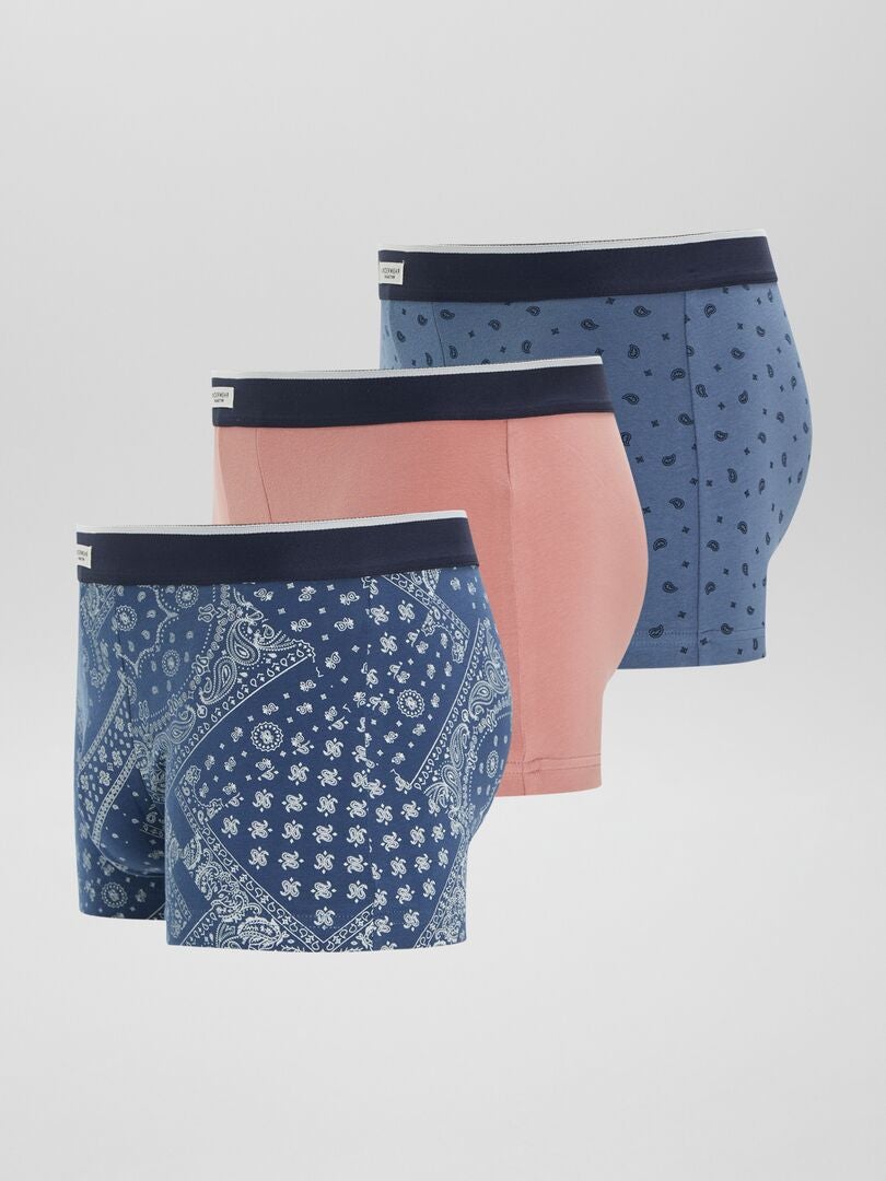 Conjunto de 3 cuecas boxer elásticas - AZUL