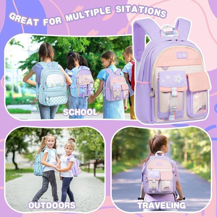 Sac à Dos Fille - Sac D'école Enfant - Cartable Fille - 19 L - Imperméable - Durable - RIWILL