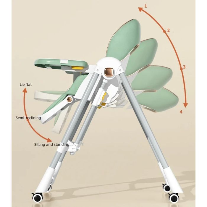 Silla mecedora multifuncional 2 en 1 para bebé, asiento de mesa portátil, trona, silla de comedor plegable con ruedas.