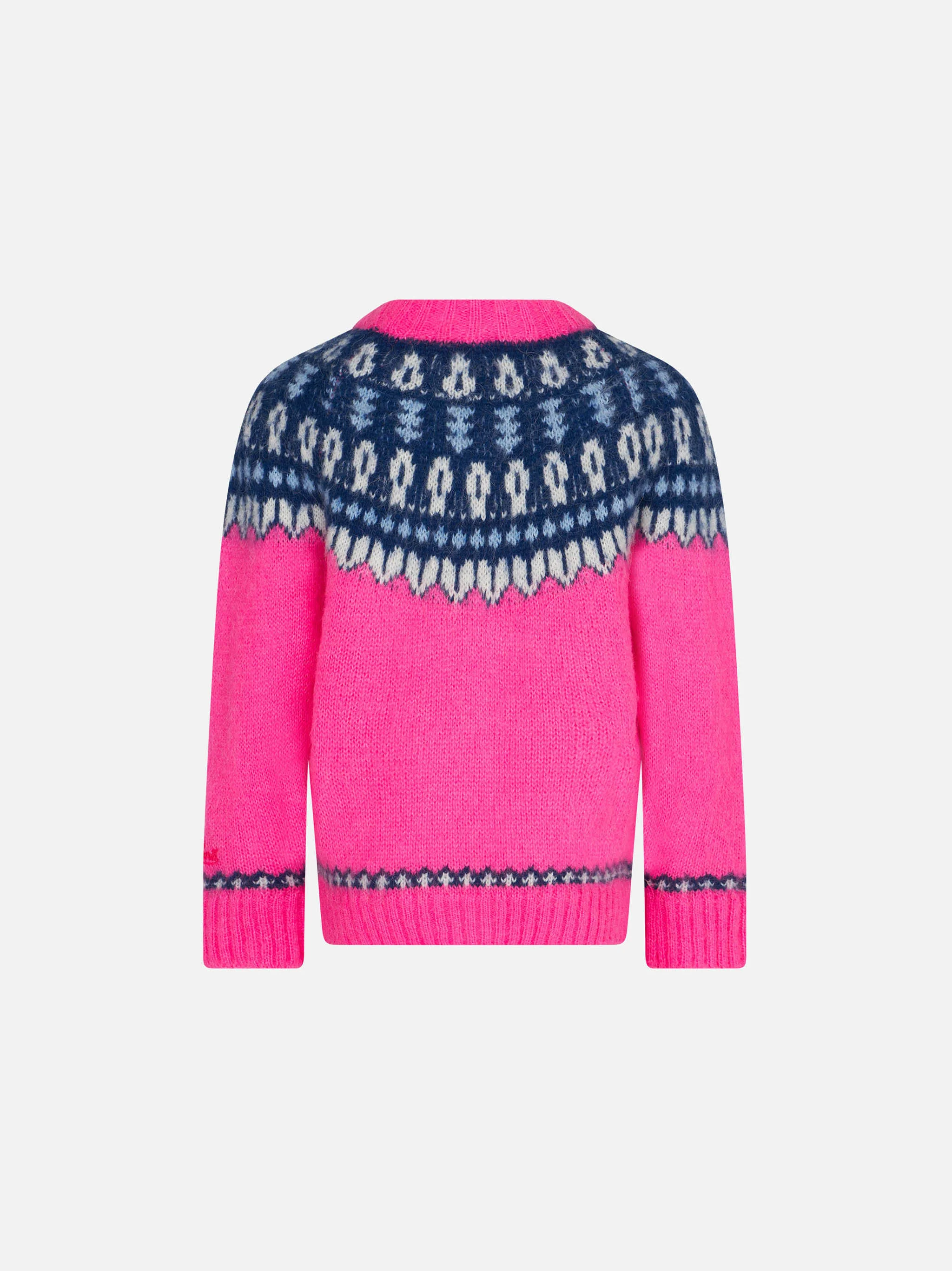 Pull à col rond pour fille en jacquard nordique brossé