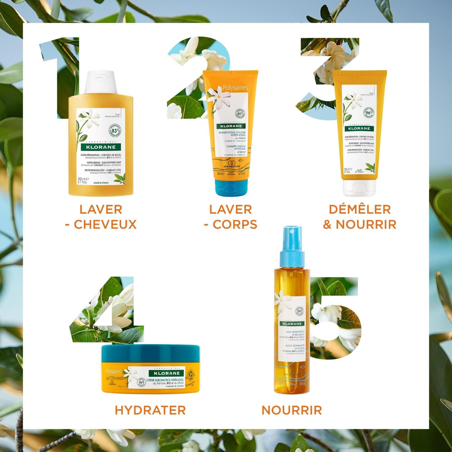Klorane Huile réparatrice après-soleil au Tamanu BIO et Monoï