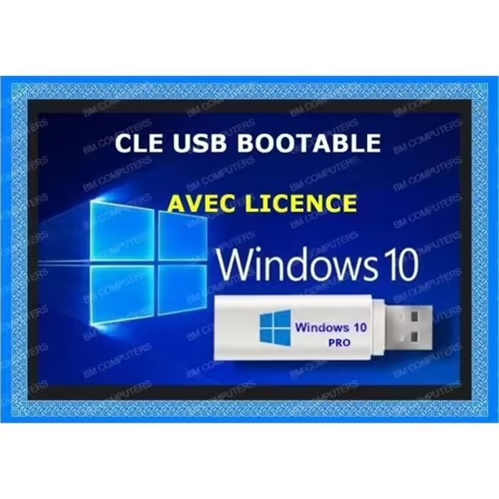 Memoria USB de arranque de 8 GB con Windows 10 Pro de 64 bits + licencia de activación OEM.