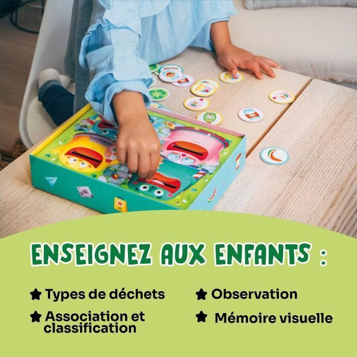 Giochi educativi - GEOMAG - Cestini della fame - Riciclo - Imparare a conoscere i rifiuti - Abbinamento dei colori