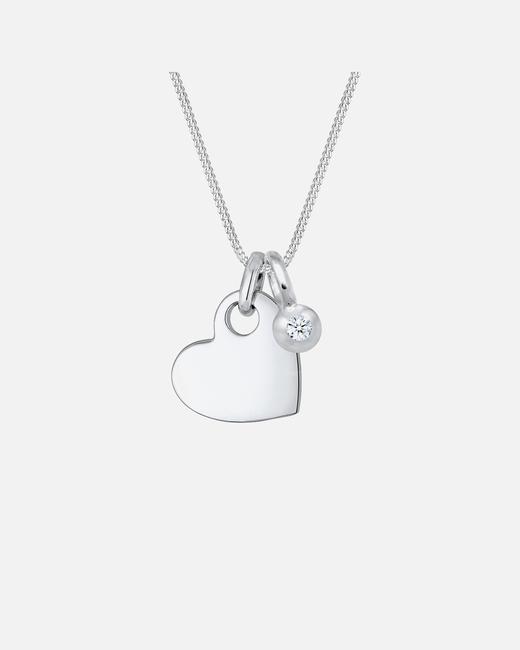 Elli DIAMONDS Femme Pendentif Coeur Amour Diamant (0.03 ct.) - (925/1000) Argent