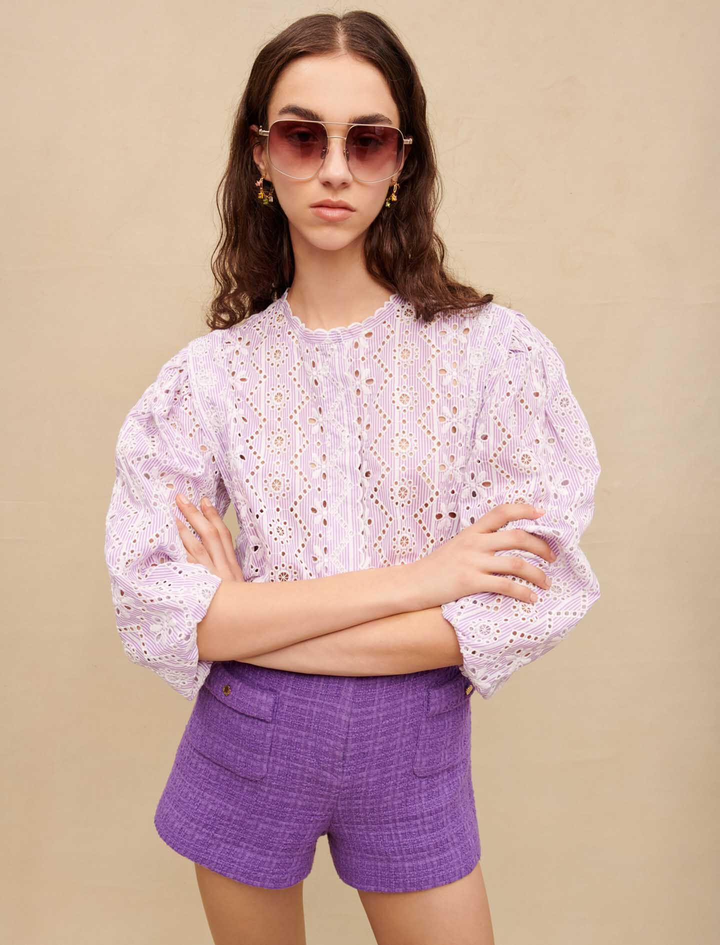 Pantaloni scurți din tweed - Violet