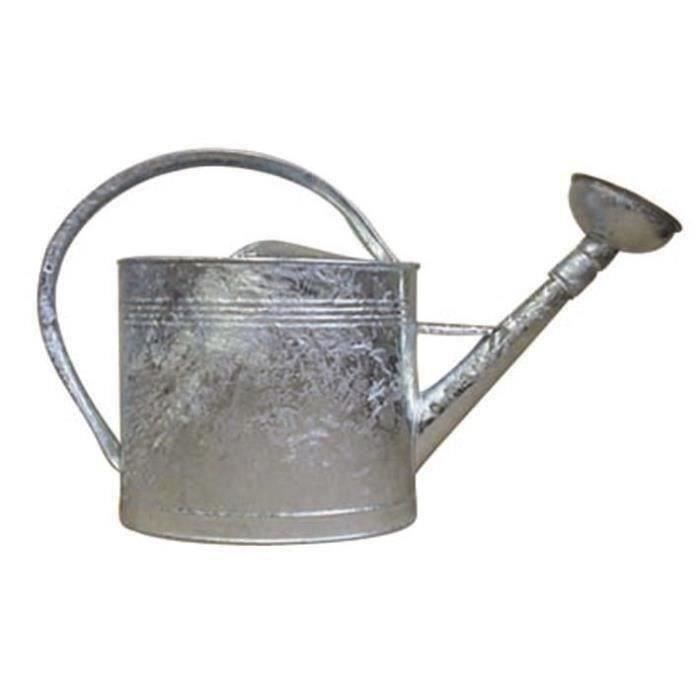 Regadera ovalada galvanizada - Guillouard - 13 L - asa hueca - boquilla de plástico y rejilla galvanizada