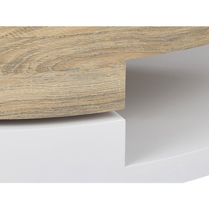 Salontafel met draaibaar blad - MDF - Naturel en wit - VITALY