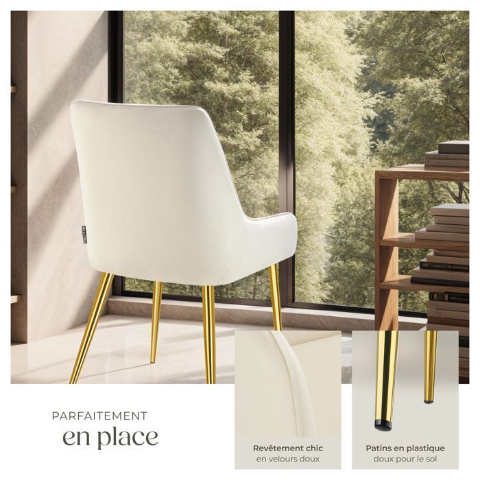 Sedie - TECTAKE - Set di 6 sedie imbottite AVANE in stile scandinavo con effetto velluto, forma ergonomica e schienale alto - Beige