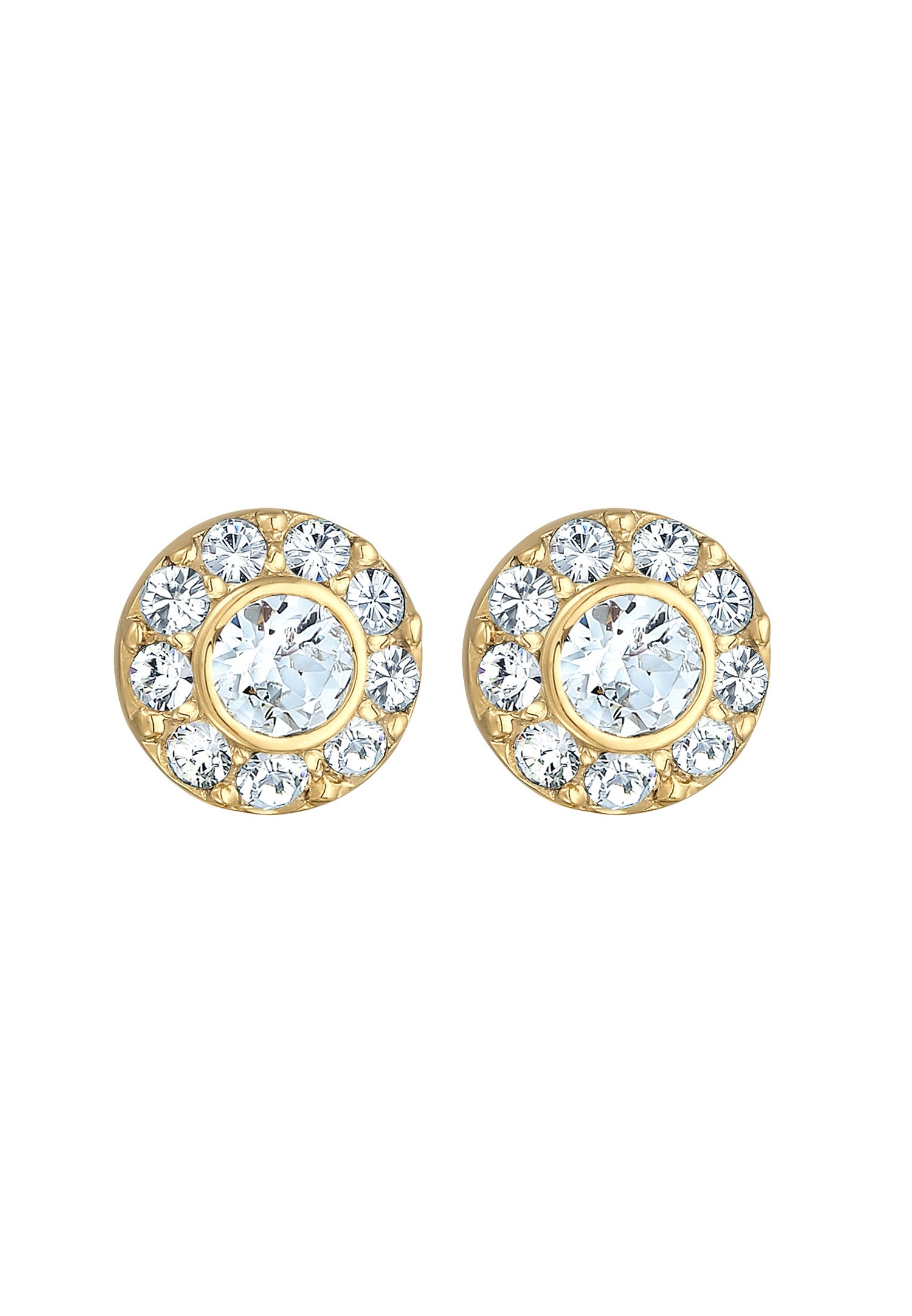 Elli Boucles d'oreilles cloutées pour femmes, rondes et glamour, avec cristaux en argent sterling 925.