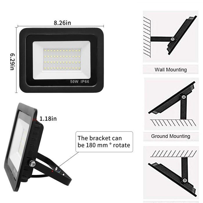 Projecteur LED 50W, Eclairage Extérieur LED 5000LM Sécurité Haute Lumière Spot LED Exterieur 6500K Blanc Froid LED Floodlight