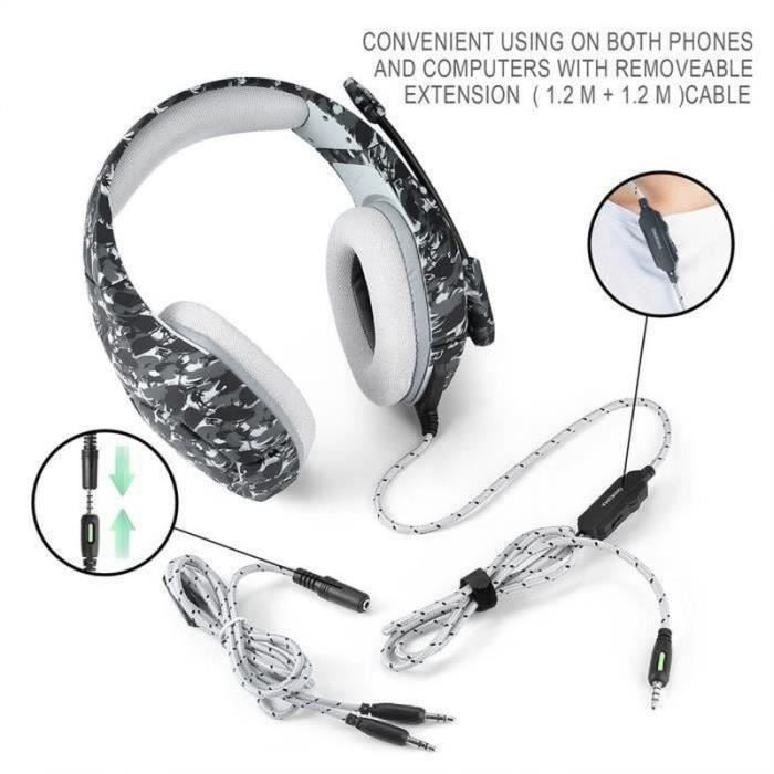 Cuffie pieghevoli JL con microfono, auricolari stereo con cancellazione del rumore, cuffie da gaming grigio mimetico - JLCYD821CA1848