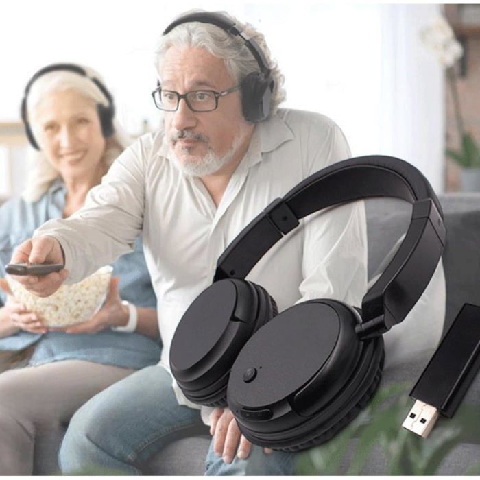 Wireless FM Over-Ear Headphones, Wireless Bluetooth Headphones for Watching TV, Phone and PC, No Audio Lag