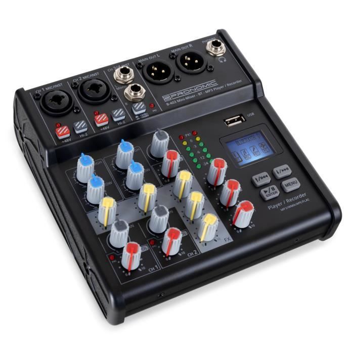 Pronomic B-403 Mini-Mixer table de mixage DJ avec Bluetooth® et enregistrement USB