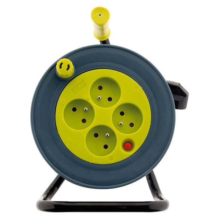 Carrete de cable doméstico 4x2P+E - 15 m 3G1mm² - Amarillo - Zenitech