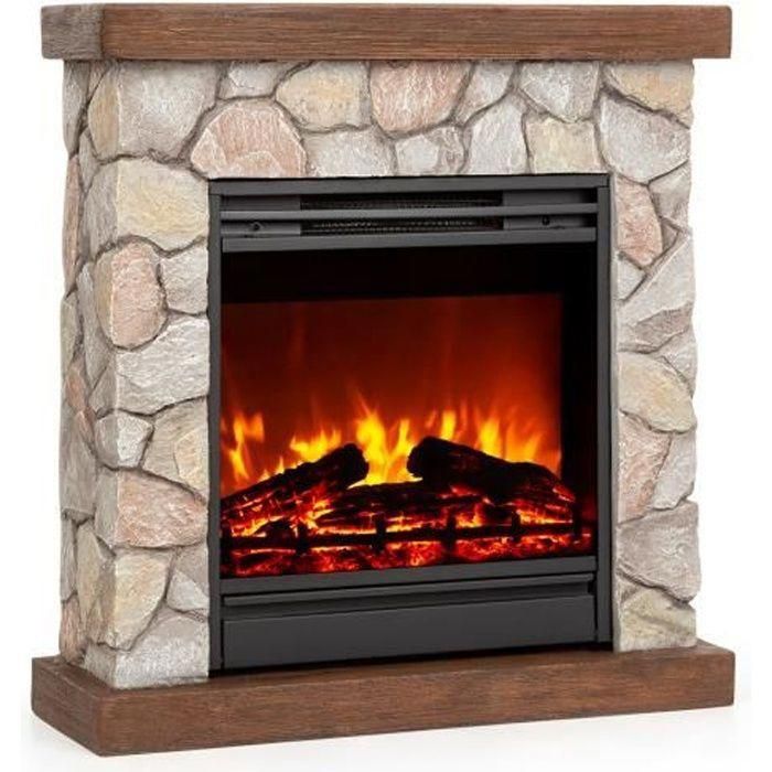 Chimenea eléctrica con efecto llama - Klarstein - 1800/900 W - Chimenea LED decorativa con mando a distancia - Marrón