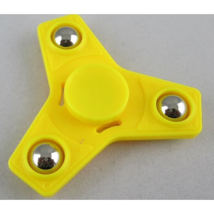 Yellow anti-stress/anti-anxiety spinning top with built-in balls