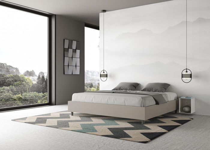 Cadre de lit king size - Ityhome - Azelia - Similicuir taupe - 200x210 cm - Sommier inclus