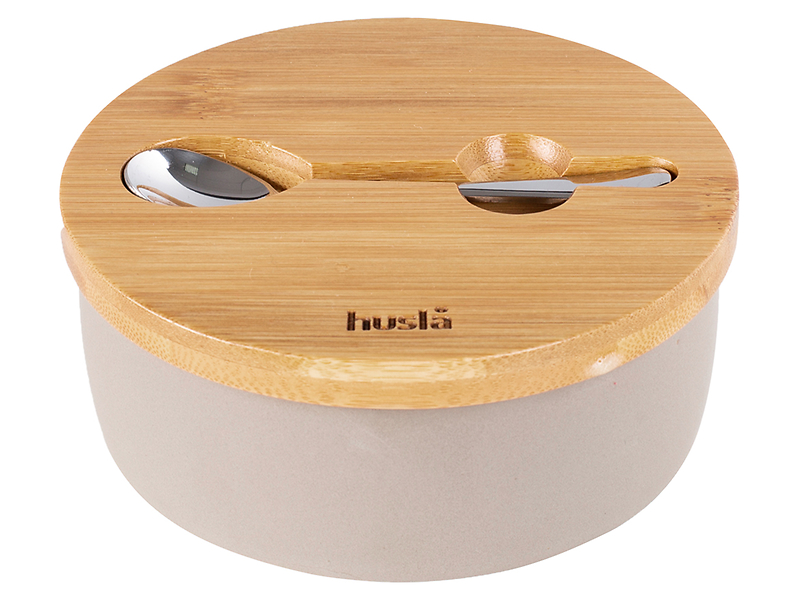 Cukiernica z łyżeczką Husla ceramiczna szara