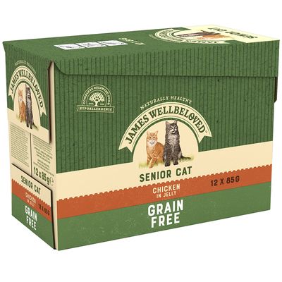 James Wellbeloved Senior Katzen-Futterbeutel – Hühnchen in Gelee