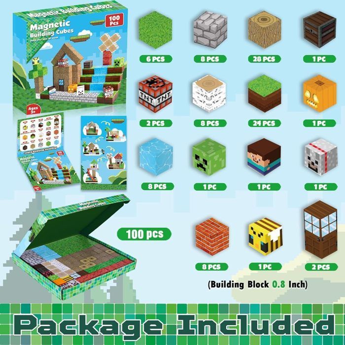 Magnetische bouwblokken - DARMOWADE - 100 stuks - Meerkleurig - Kunststof - Draagbaar, educatief