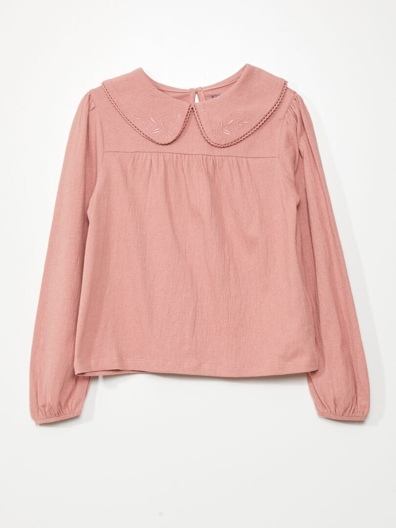 Camiseta con bordado - ROSA