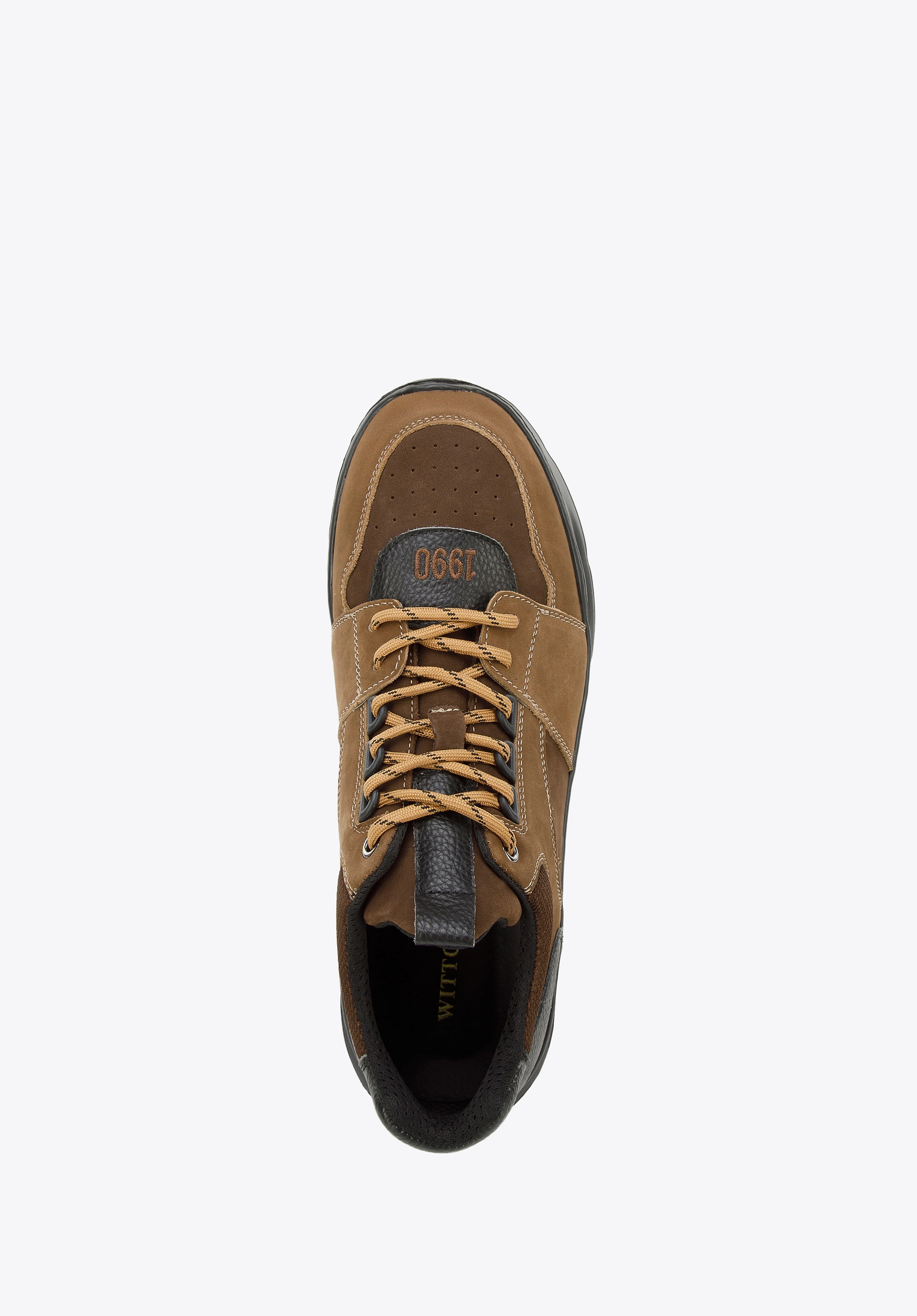 Męskie sneakersy na lekkiej podeszwie brązowe