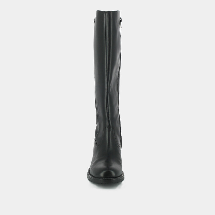 Bottes hautes  en cuir noir et stretch