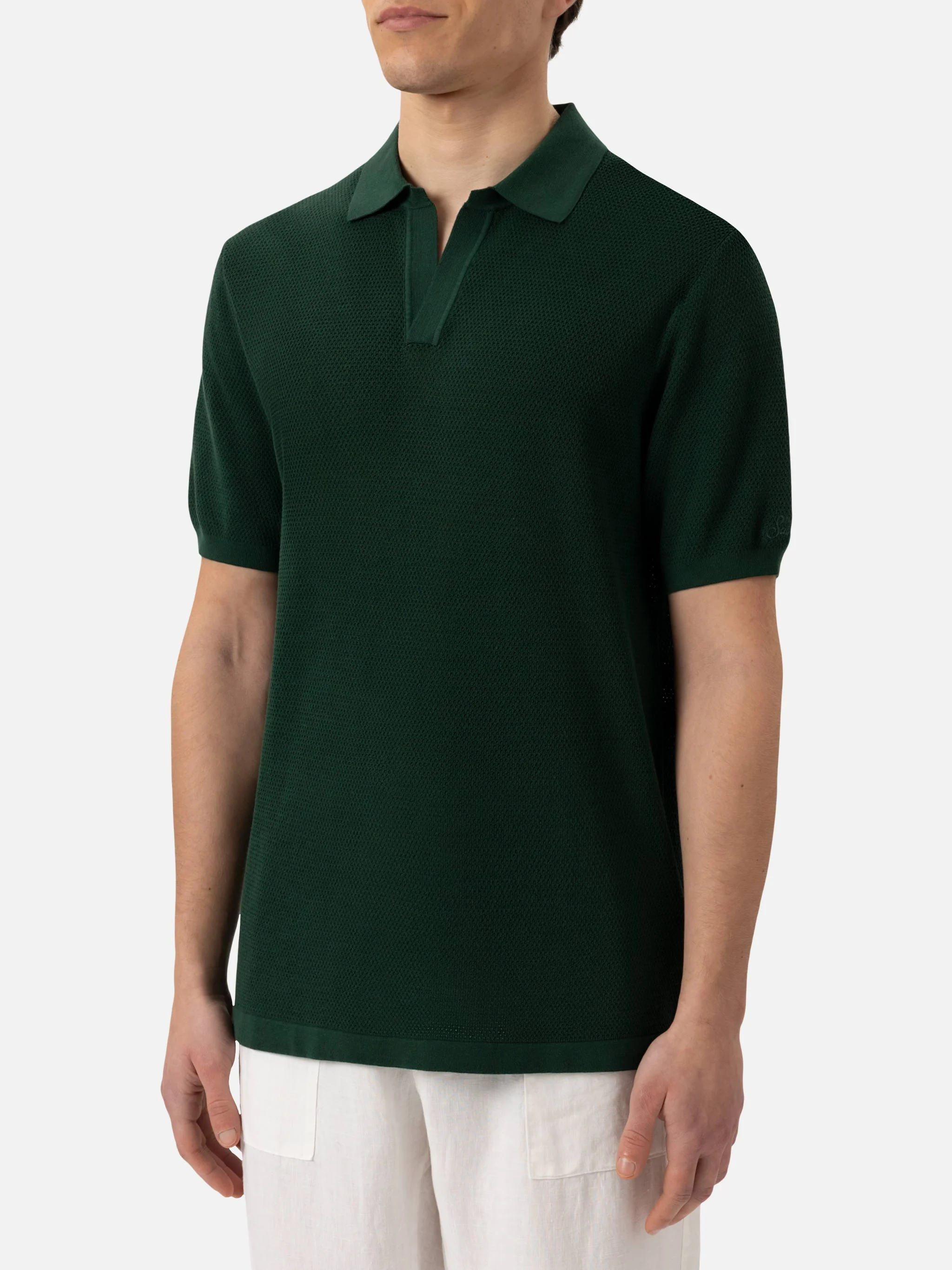 Sloan poloshirt zonder knoopjes in groen mesh