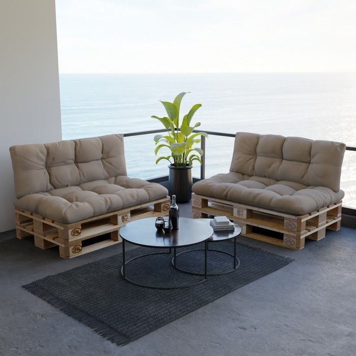Coussins palettes Matelassé - POKAR - Beige - Intérieur/Extérieur