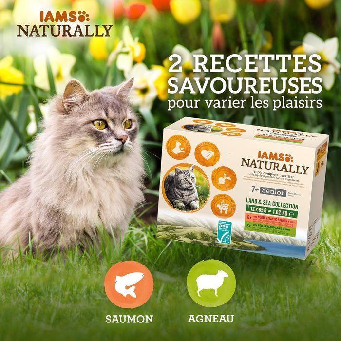 Nourriture humide pour chat senior - ESTAMPILLE - 12 sachets fraîcheurs - Collection Terre & Mer - Sans sucre ajouté