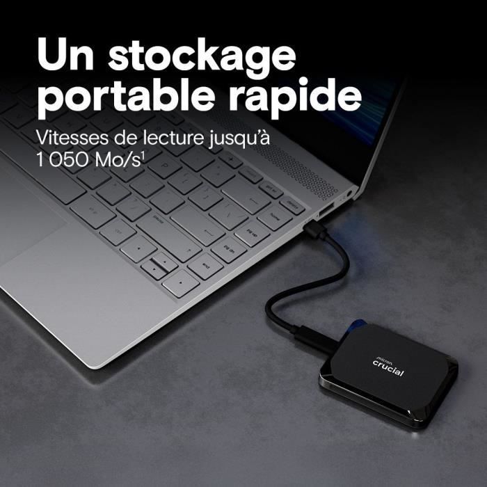 SSD esterno portatile - CRUCIAL - X9 - 2TB - USB-C 3.2 - Compatibile con PC, Mac, PlayStation, Xbox