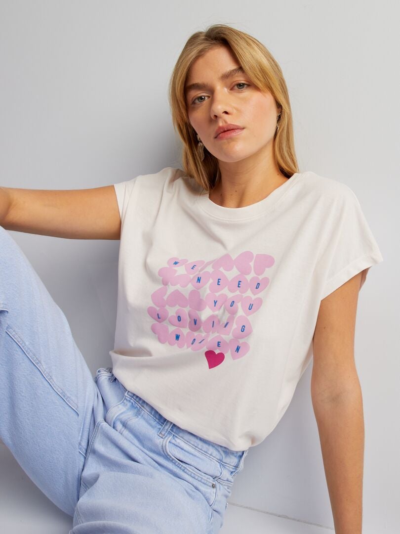Bedrukt katoenen T-shirt - ROZE