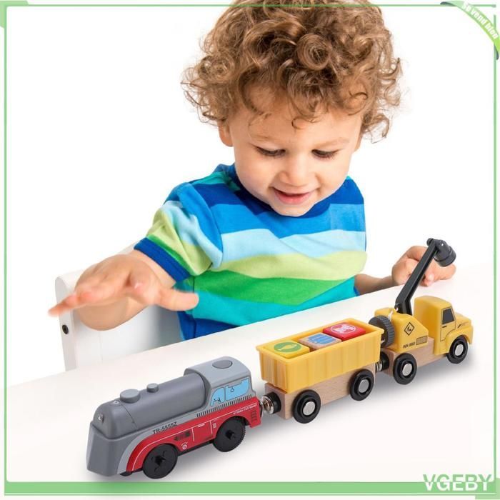 Vagoni merci con gru, set di costruzioni ferroviarie elettriche per bambini piccoli