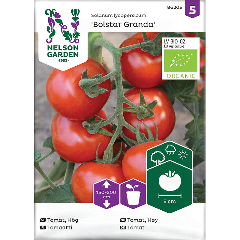 Nelson Garden Seeds Tomat High, Bolstar Granda, ekologisk