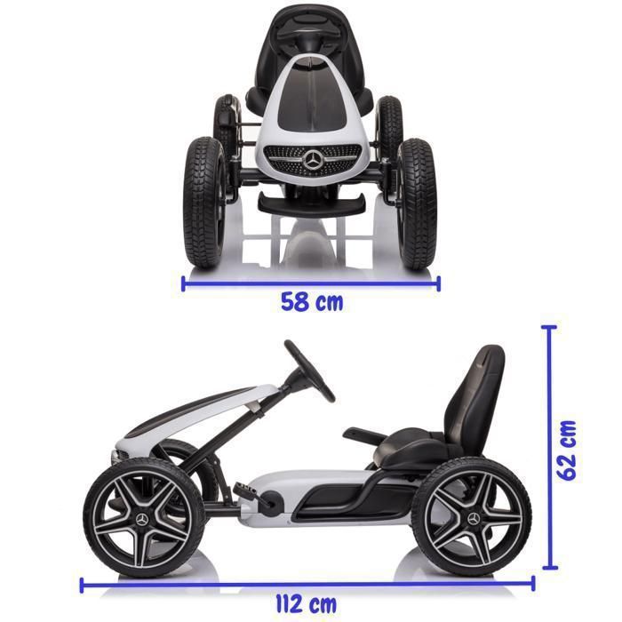Kart de pedales MERCEDES-BENZ - Blanco - Para edades de 3 a 7 años - Producto con licencia oficial - Neumáticos de EVA - Asiento de cuero