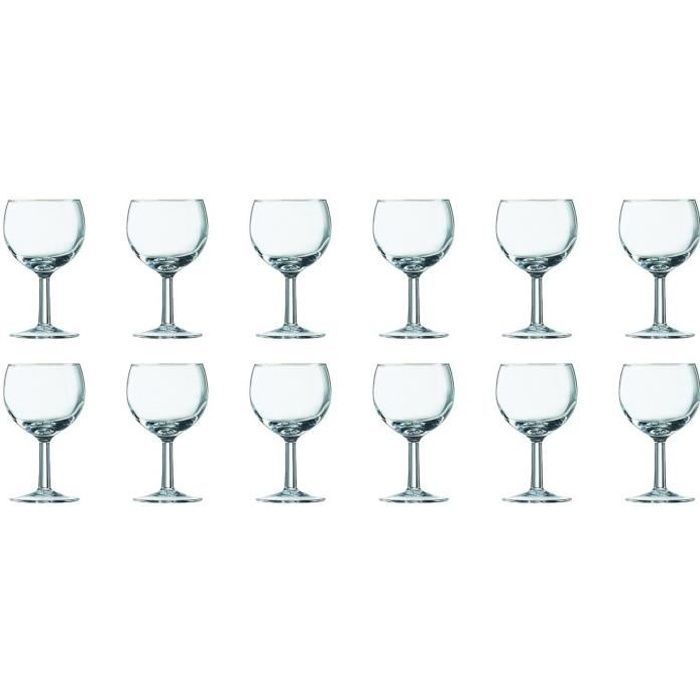 Verre à Vin - Bistrot - Ballon Rouge - 19,5 cl - Lot de 12 - Verre Translucide