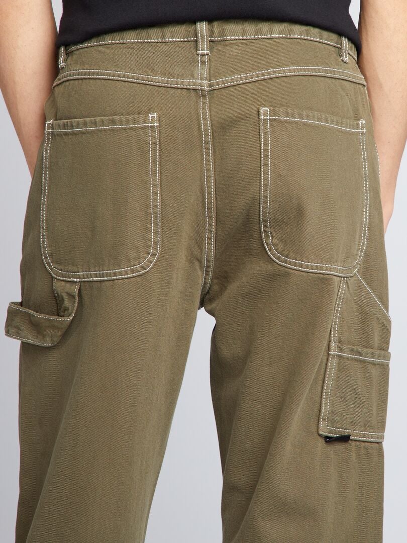 Spodnie cargo z kontrastowymi przeszyciami – khaki