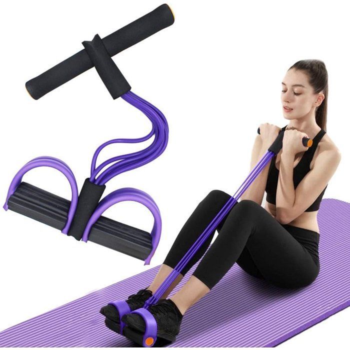 Appareil d'entraînement abdominal - 6 tubes - Cordon élastique - Équipement sportif - Sculpture du corps - Appareil pour abdominaux