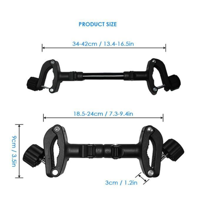 Universal connectors for twin baby strollers transform two single strollers into one double stroller.
