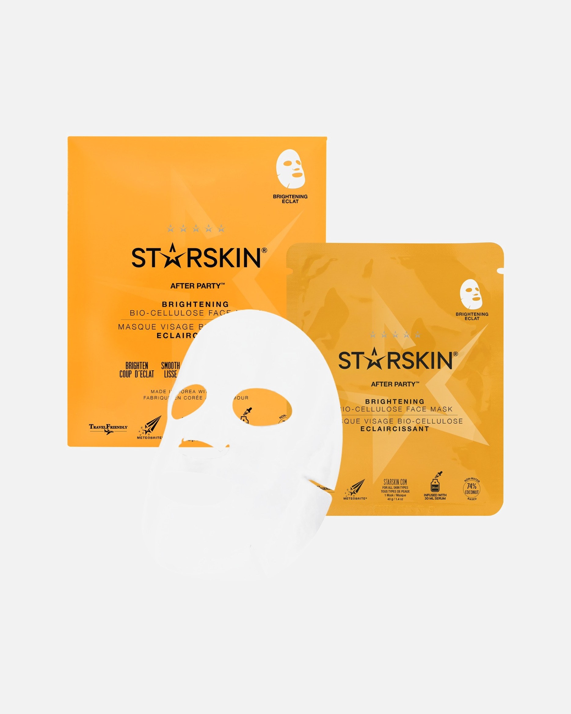 STARSKIN® Lakštinė kaukė After Party™ Šviesinamoji kokosų bioceliuliozės antroji oda - 30 ml