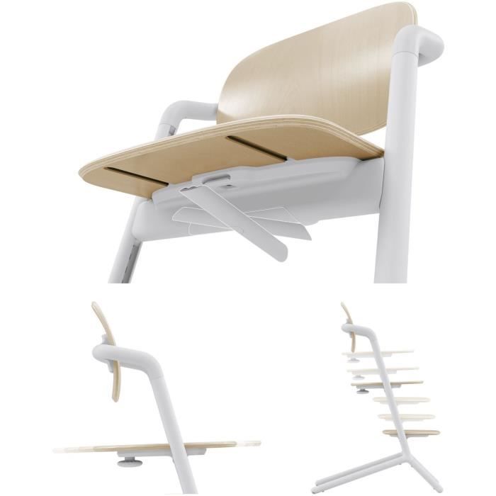 CYBEX – Umbaubarer Hochstuhl – 3-in-1-Set – LEMO 2 – Weiß/Holz – Höhen- und tiefenverstellbar – Inklusive Baby-Set